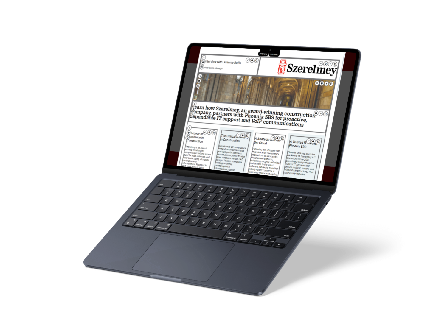 Laptop with Phoenix-SBS website